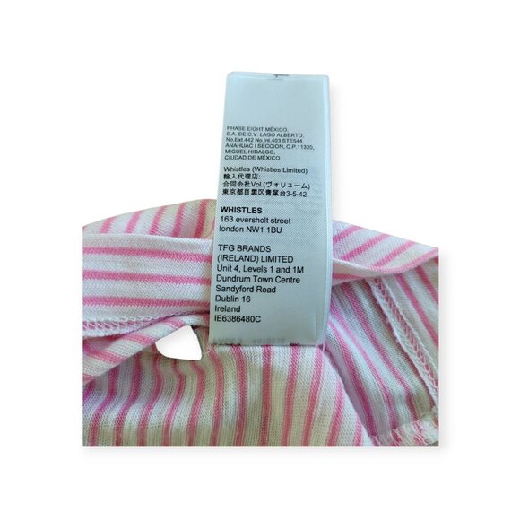 Whistles XS Pink Emily Stripe T-Shirt 100% Cotton - Picture 9 of 11